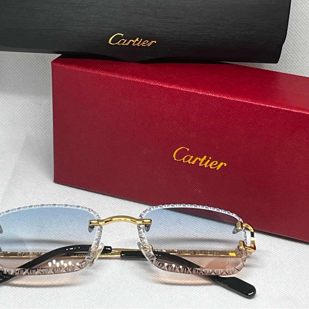 Cartier Women's Rimless Gradient Sunglasses in Blue and Brown
